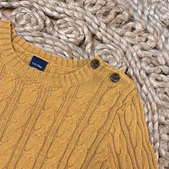 babyGap Cable Knit Sweater, Golden Yellow, 3-6M - Picture 3 of 6